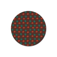 Distorted Polka Dots Pattern Rubber Round Coaster (4 Pack) by LalyLauraFLM