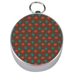 Distorted Polka Dots Pattern Silver Compass by LalyLauraFLM