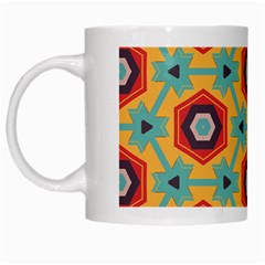 Stars And Honeycomb Pattern White Mug by LalyLauraFLM