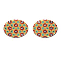 Stars And Honeycomb Pattern Cufflinks (oval) by LalyLauraFLM