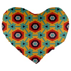 Stars And Honeycomb Pattern Large 19  Premium Heart Shape Cushion by LalyLauraFLM