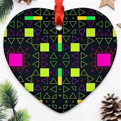 Triangles And Squares Heart Ornament (two Sides) by LalyLauraFLM