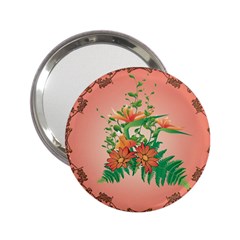 Awesome Flowers And Leaves With Floral Elements On Soft Red Background 2 25  Handbag Mirrors by FantasyWorld7