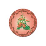 Awesome Flowers And Leaves With Floral Elements On Soft Red Background Magnet 3  (Round) Front