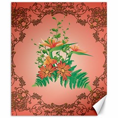 Awesome Flowers And Leaves With Floral Elements On Soft Red Background Canvas 8  X 10  by FantasyWorld7