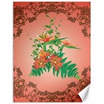 Awesome Flowers And Leaves With Floral Elements On Soft Red Background Canvas 18  x 24   17.8 x23.08  Canvas - 1