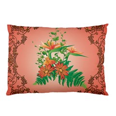 Awesome Flowers And Leaves With Floral Elements On Soft Red Background Pillow Cases by FantasyWorld7