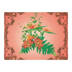 Awesome Flowers And Leaves With Floral Elements On Soft Red Background Double Sided Flano Blanket (mini)  by FantasyWorld7