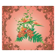 Awesome Flowers And Leaves With Floral Elements On Soft Red Background Double Sided Flano Blanket (small)  by FantasyWorld7