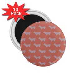 Cute Dachshund Pattern In Peach 2 25  Magnets (10 Pack)  by LovelyDesigns4U