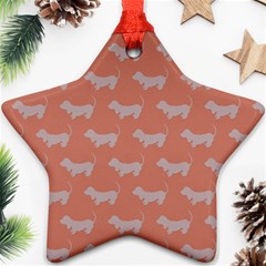 Cute Dachshund Pattern In Peach Star Ornament (two Sides)  by LovelyDesigns4U