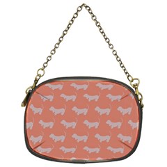 Cute Dachshund Pattern In Peach Chain Purses (two Sides)  by LovelyDesigns4U