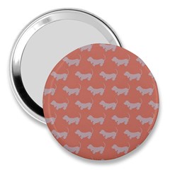 Cute Dachshund Pattern In Peach 3  Handbag Mirrors by LovelyDesigns4U