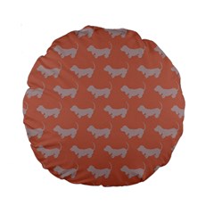 Cute Dachshund Pattern In Peach Standard 15  Premium Round Cushions by LovelyDesigns4U