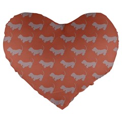 Cute Dachshund Pattern In Peach Large 19  Premium Heart Shape Cushions by LovelyDesigns4U