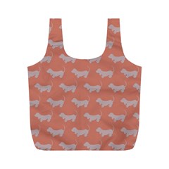 Cute Dachshund Pattern In Peach Full Print Recycle Bags (m)  by LovelyDesigns4U