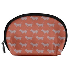 Cute Dachshund Pattern In Peach Accessory Pouches (large)  by LovelyDesigns4U