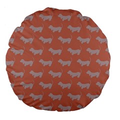 Cute Dachshund Pattern In Peach Large 18  Premium Flano Round Cushions by LovelyDesigns4U