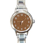 DARK BROWN SAND TEXTURE Round Italian Charm Watches