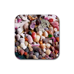 Colorful Sea Shells Rubber Coaster (square)  by trendistuff