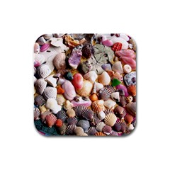 Colorful Sea Shells Rubber Square Coaster (4 Pack)  by trendistuff