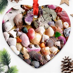 Colorful Sea Shells Heart Ornament (2 Sides) by trendistuff