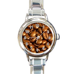 Chocolate Coffee Beans Round Italian Charm Watches by trendistuff