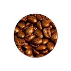 Chocolate Coffee Beans Rubber Coaster (round)  by trendistuff