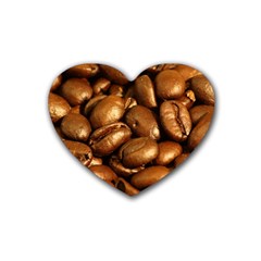 Chocolate Coffee Beans Rubber Coaster (heart)  by trendistuff