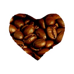 Chocolate Coffee Beans Standard 16  Premium Flano Heart Shape Cushions by trendistuff