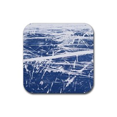 Blue And White Art Rubber Coaster (square)  by trendistuff