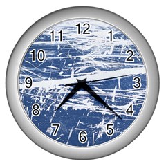 Blue And White Art Wall Clocks (silver)  by trendistuff