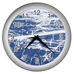 BLUE AND WHITE ART Wall Clocks (Silver) 