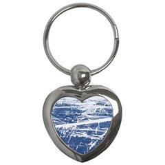 Blue And White Art Key Chains (heart)  by trendistuff