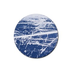 Blue And White Art Rubber Coaster (round)  by trendistuff