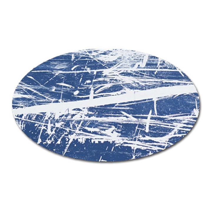 BLUE AND WHITE ART Oval Magnet