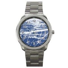 Blue And White Art Sport Metal Watches by trendistuff