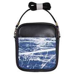 Blue And White Art Girls Sling Bags by trendistuff