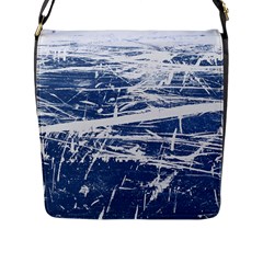 Blue And White Art Flap Messenger Bag (l)  by trendistuff