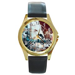 Abstract 1 Round Gold Metal Watches by trendistuff