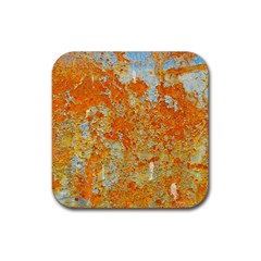 Yellow Rusty Metal Rubber Coaster (square)  by trendistuff