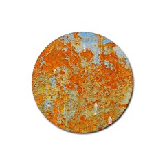 Yellow Rusty Metal Rubber Coaster (round)  by trendistuff