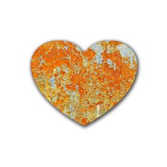 Yellow Rusty Metal Heart Coaster (4 Pack)  by trendistuff