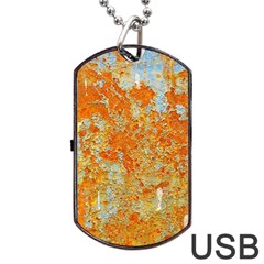 Yellow Rusty Metal Dog Tag Usb Flash (two Sides)  by trendistuff