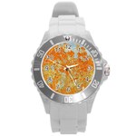 YELLOW RUSTY METAL Round Plastic Sport Watch (L) Front