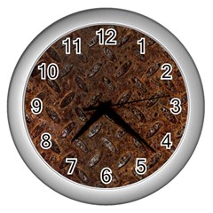 Rusty Metal Pattern Wall Clocks (silver)  by trendistuff