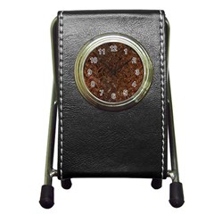 Rusty Metal Pattern Pen Holder Desk Clocks by trendistuff