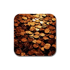 Pennies Rubber Square Coaster (4 Pack)  by trendistuff