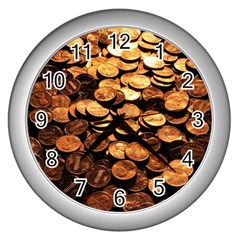 Pennies Wall Clocks (silver)  by trendistuff