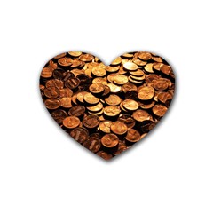 Pennies Rubber Coaster (heart)  by trendistuff